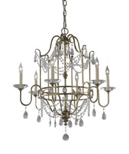 Gia 6 Arm Gilded Silver Crystal Chandelier